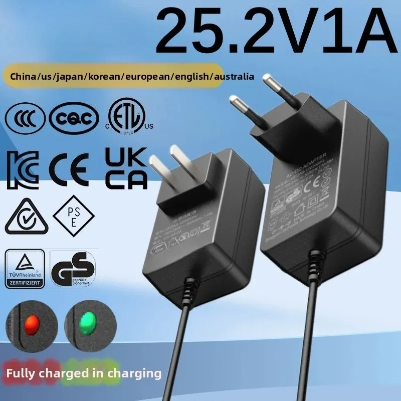 EU US Plug Transformer 25.2v Lithium Battery Charger 1A Electric Drill Intelligent Power Adapter