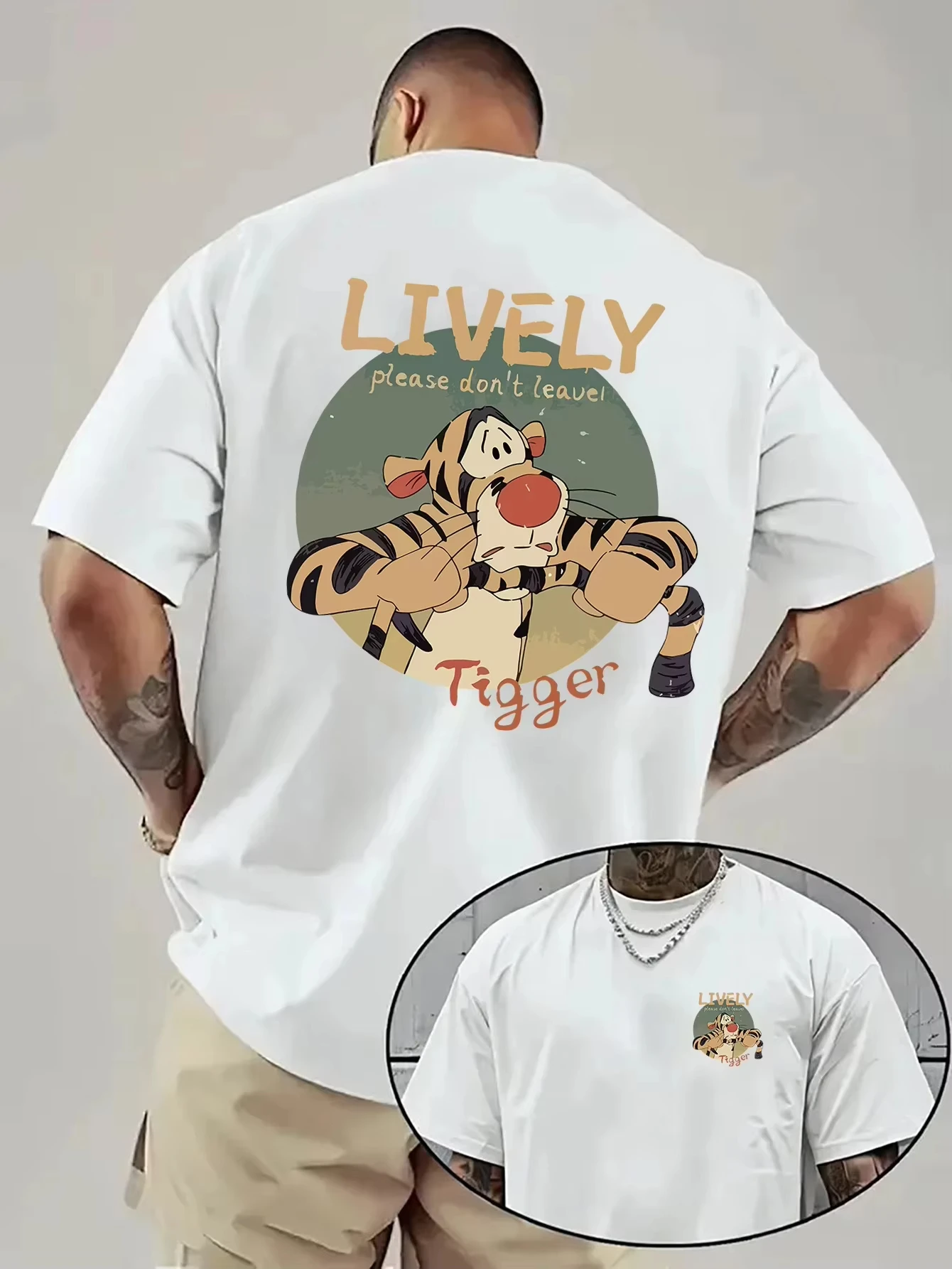 

Лето 2026: Модная хлопковая футболка с принтом Disney Cute History Tiggy, свободного кроя, удобная, с коротким рукавом, одинаковый стиль для мужчин и женщин.