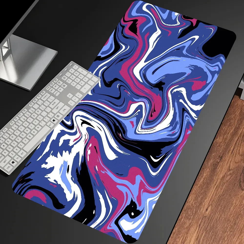 Imagem -02 - Impressão hd Gaming Mousepad Arte Líquida Acessórios do Jogo Tapetes Borda de Bloqueio Computador Esteira de Mesa Antiderrapante Borracha Mouse Pads Xxxl