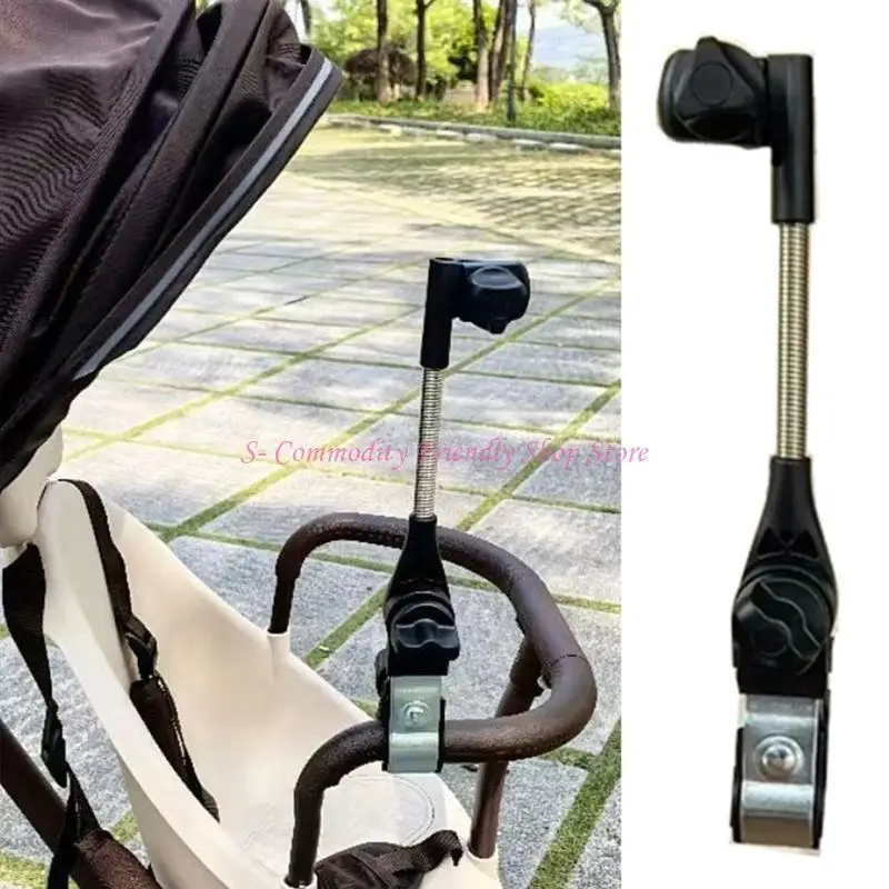 

85AE Portable Umbrella Clamp For Baby Strollers 360 Degree Adjustable Angled Secure Grip And Wide Compatibility Black Silver