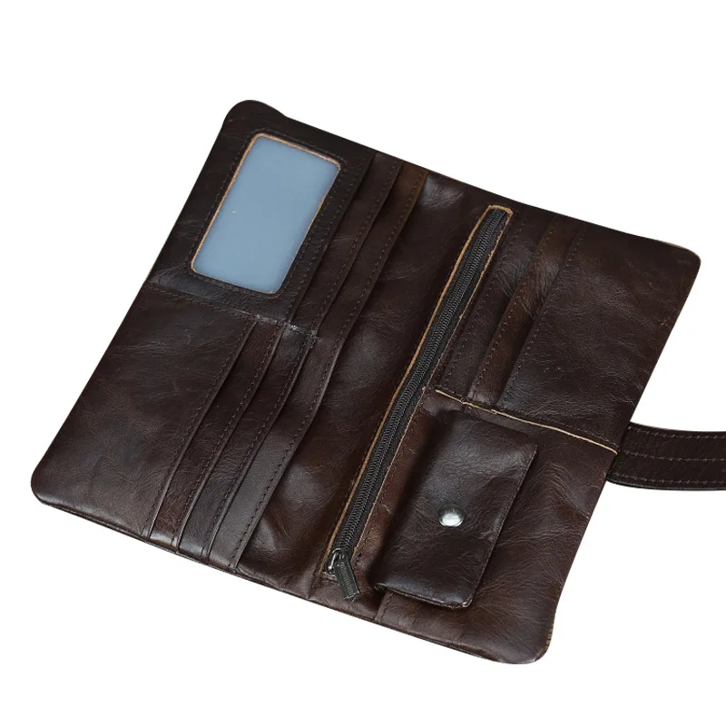 Handmade Real Cow Leather Vintage Mens Money Cash Wallet Billfold Retro Business Male Purse Designer Clutch Bag Coin Bag