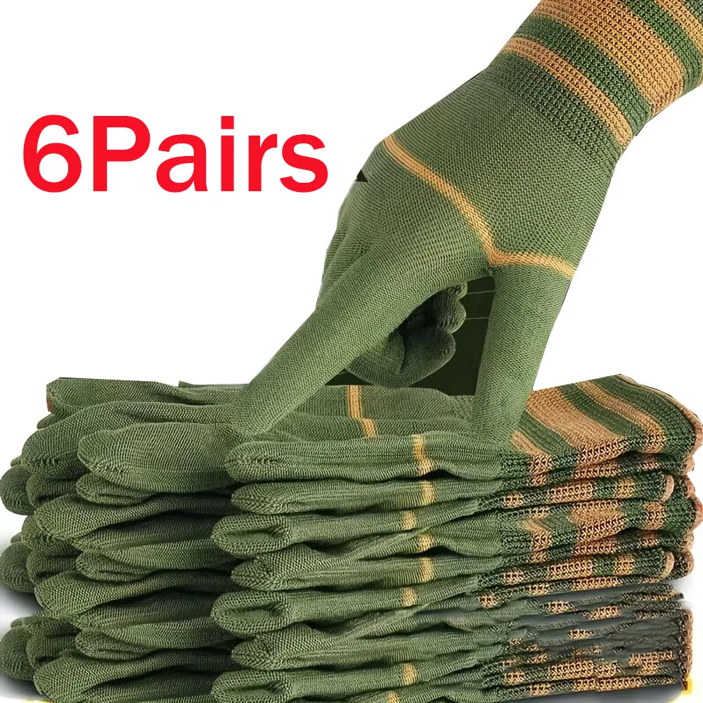6Pairs Nylon Grip Gloves - Lightweight, Suitable for Cycling, Fishing, Camping, and Outdoor Angling - Breathable Mesh Design