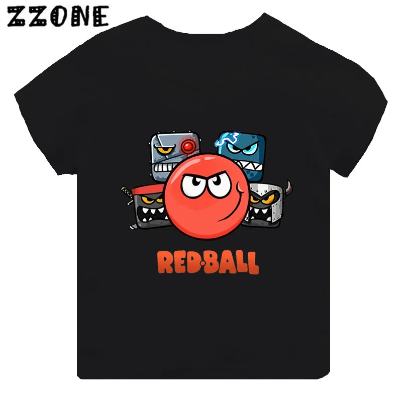 Hot Sale Red Ball 4 Print Cartoon Kids T-shirt Funny Girls Clothes Baby Boys Black Short Sleeve T shirt Children Tops,TH5849