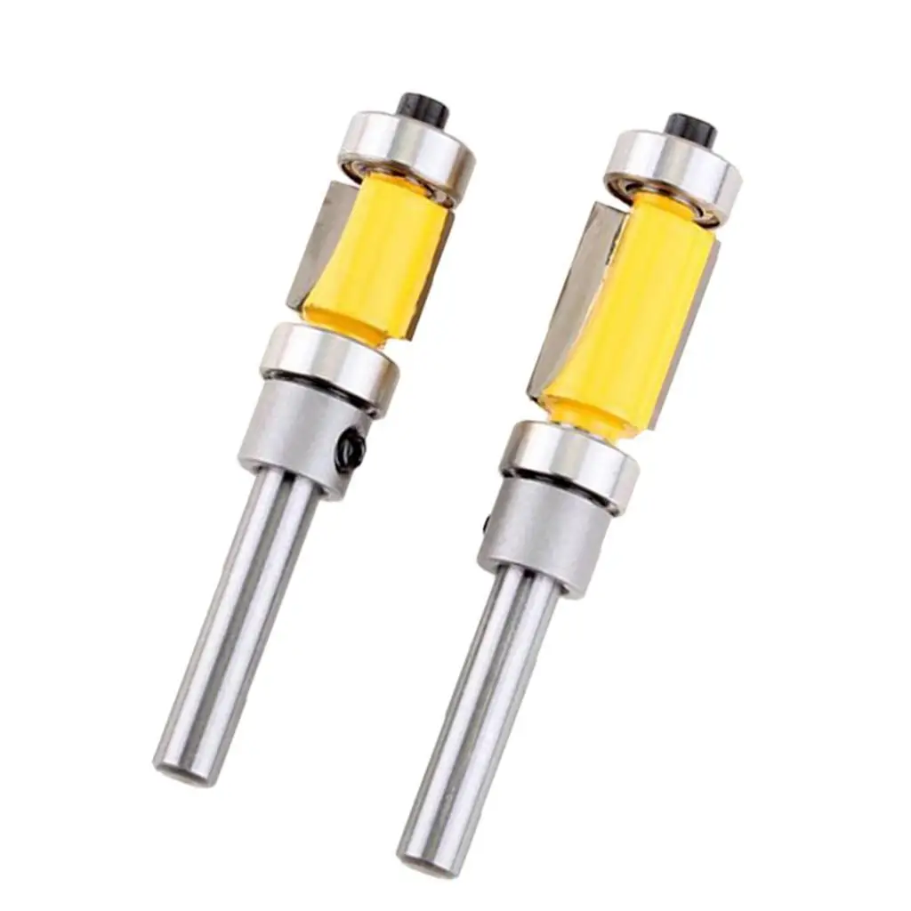 Straight Flush Trim Router Bit, Rolamento superior e inferior, 1 4 Shank, 2 pcs