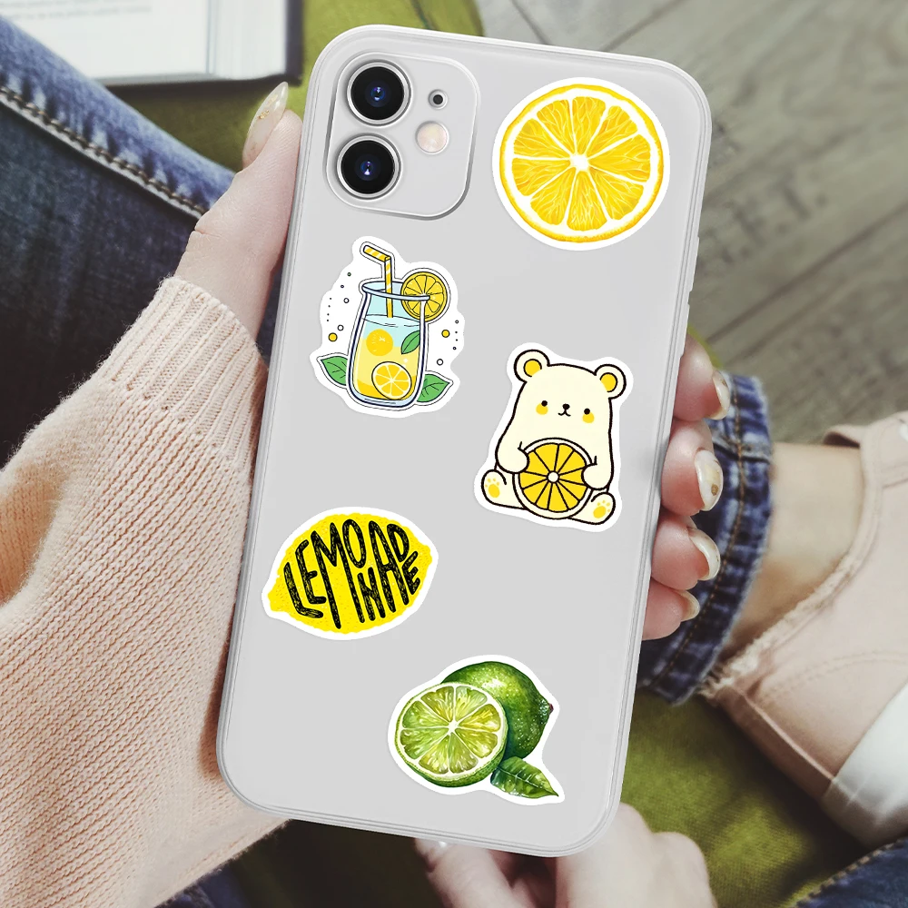 10/30/60Pcs Lemon Illustration ClipArt Sticker Packaging Decorative Decal Gift Toy for Scrapbook Junk Laptop Bottle Waterproof