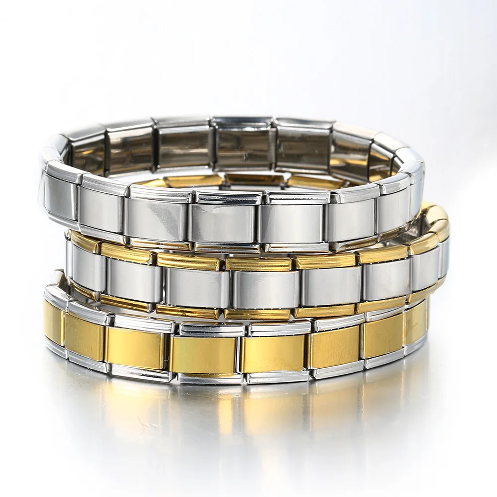 Italian Charm Bracelets DIY Basic Chain Stainless Steel Bangle Women Men Jewelry Gold Silver Color Bracelet Gift Dropshipping
