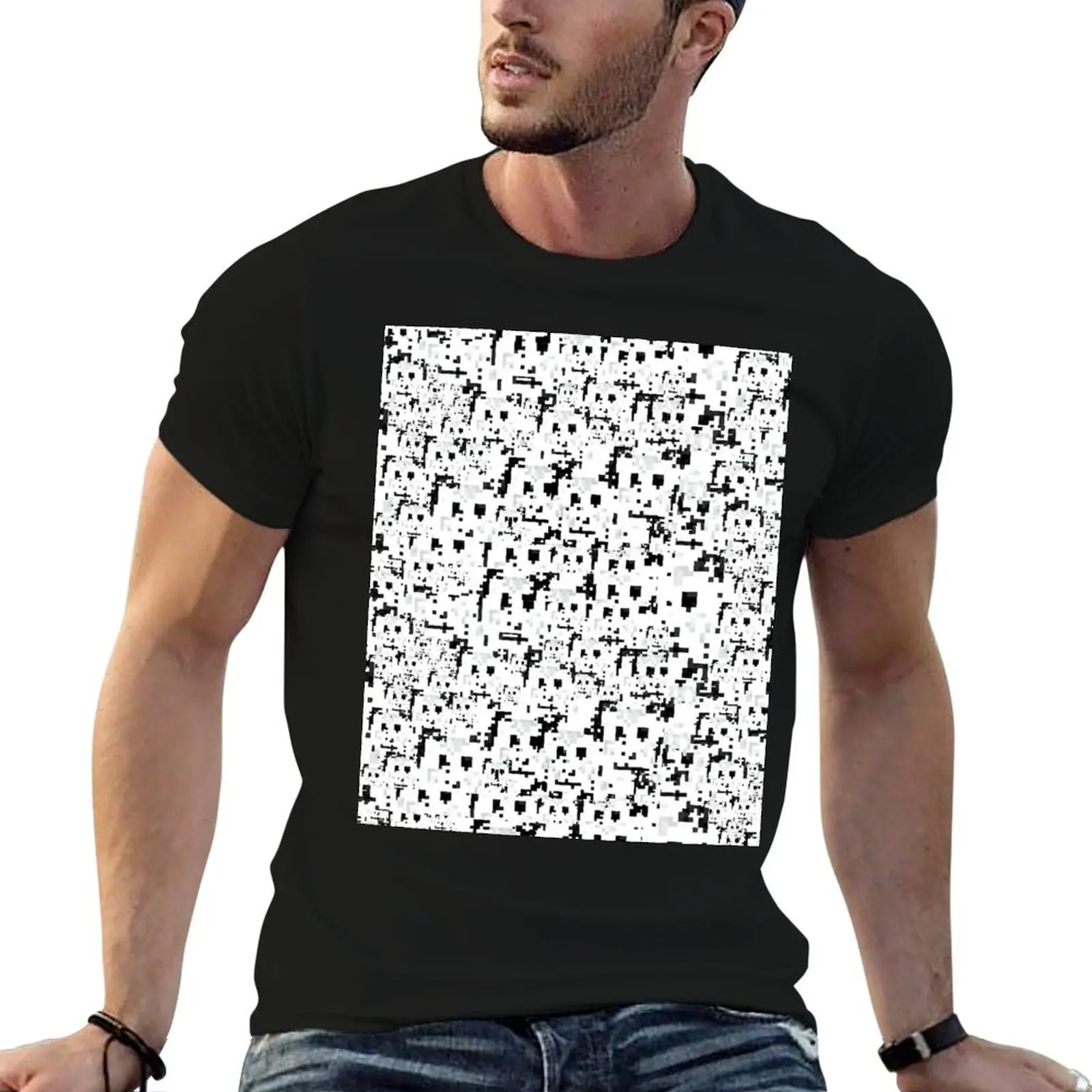 anti facial recognition T-Shirt Summer Print Short Sleeve Tee