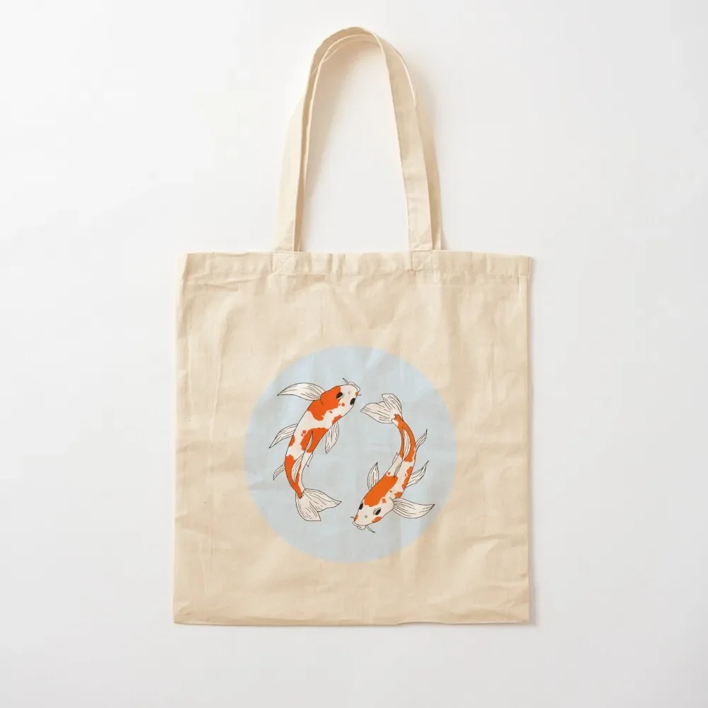 

2 Vibrant Koi Fish Tote Bag Shopping bags Lady bag foldable reusable bag hand