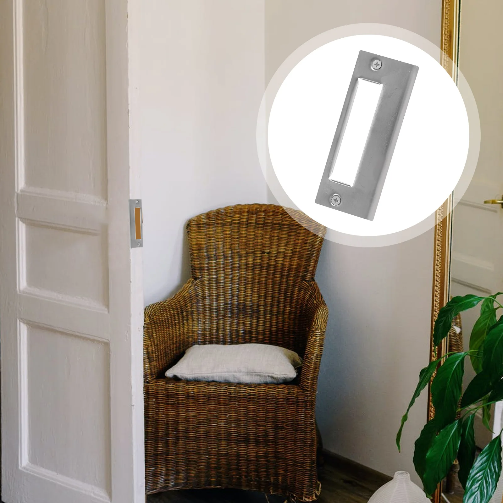 Stainless Steel Door Strike Plate Reinforcement Security Plate Deadbolt Installation Kit Durable Scratch Resistant Easy Install