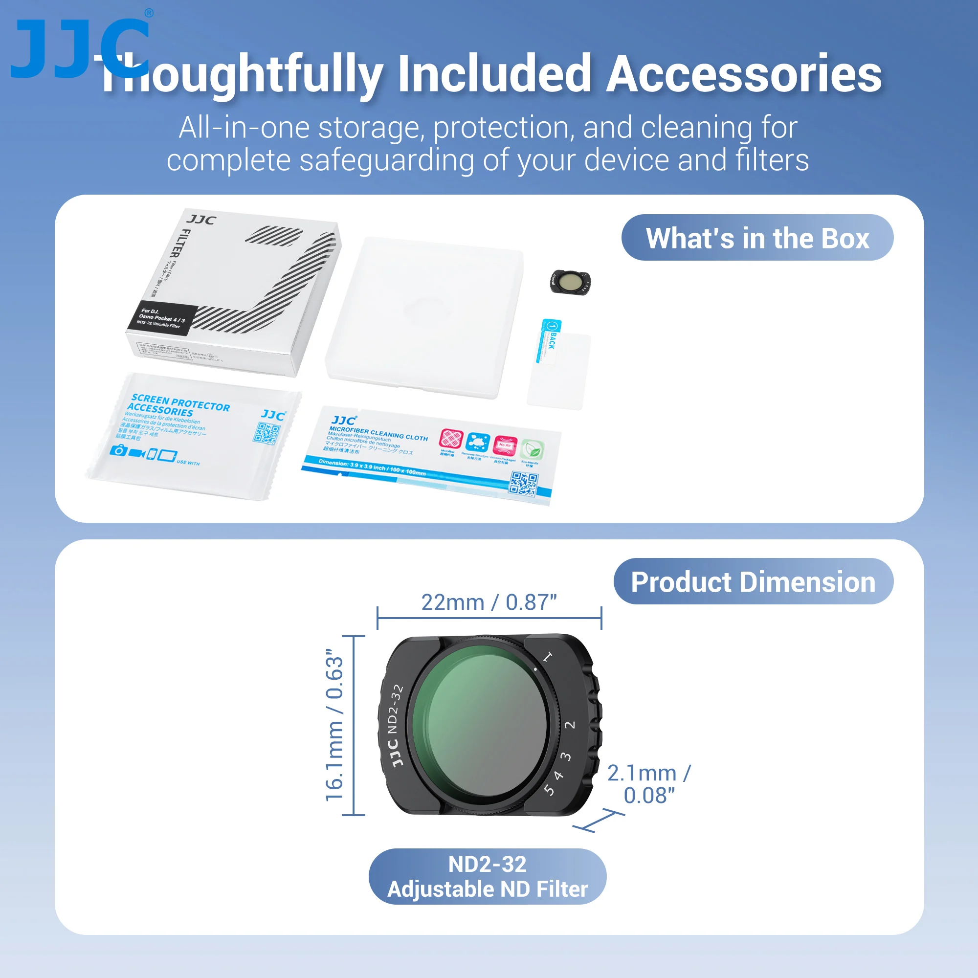 JJC F-P Serie Filter für DJI Osmo Pocket 4 3 Objektiv Magnetischer Filter 0,72x Weitwinkelobjektiv CPL UV-Filter ND2-32 Variabler Filter – Detail 15