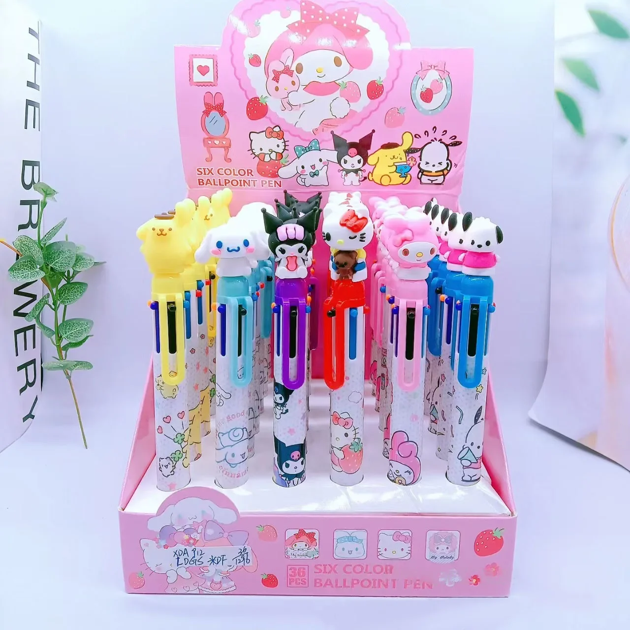 36pcs Sanrio 6color Ballpoint Pen Pachacco Cinnamoroll Kuromi Hellokitty Neutral Pen School Supplies Office Stationery Wholesale