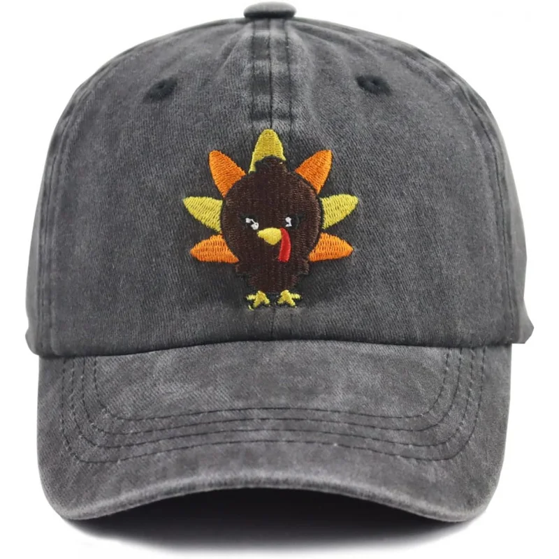 

Funny Thanksgiving Turkey Baseball Cap for Boys Girls, Adjustable Washed Embroidered Vintage Cotton Hat