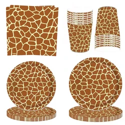 Giraffe Birthday Party Supplies Giraffe Paper Plates Napkins Cups Balloon Disposable Tableware Jungle Animal Theme Party Decor
