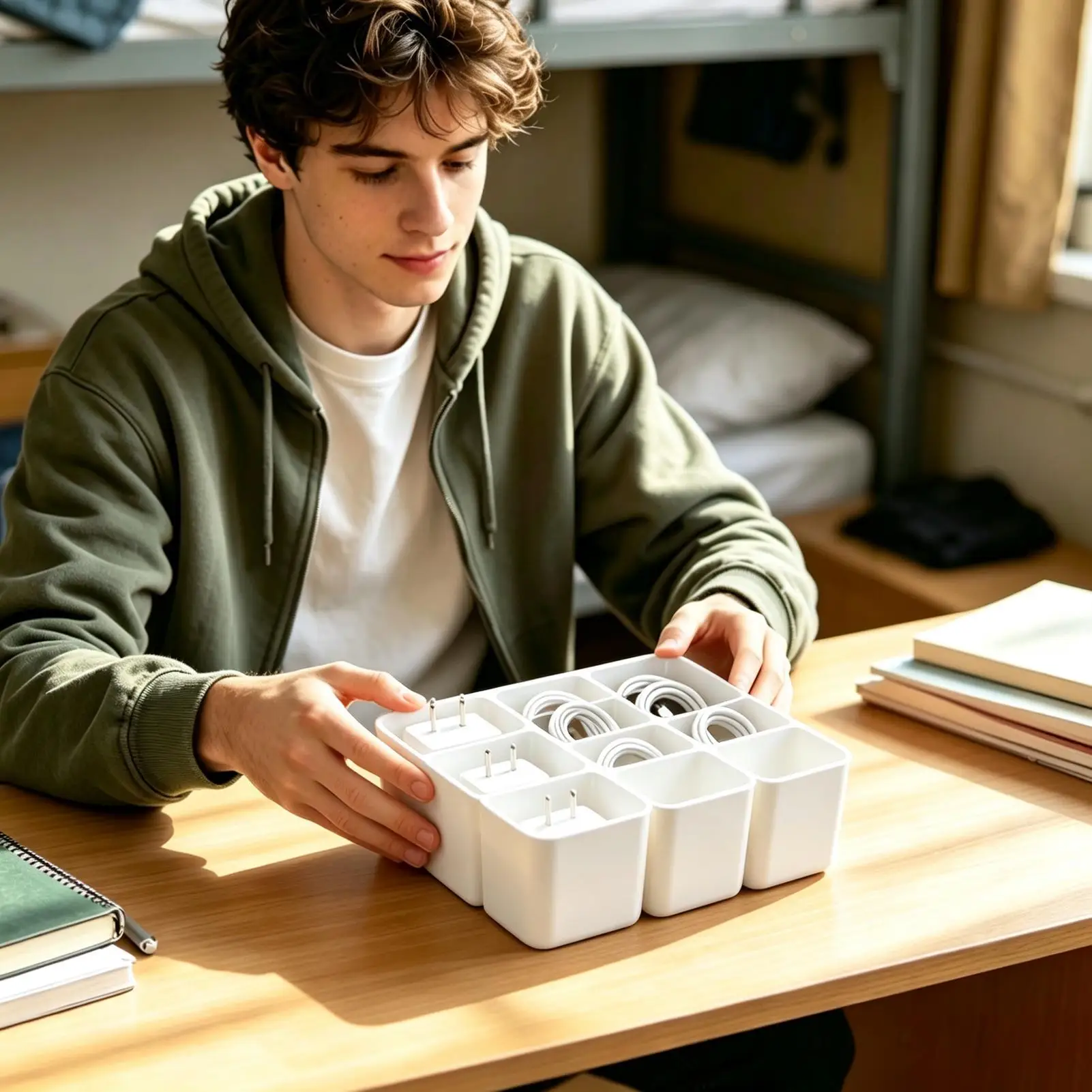 Cable Storage Organizer Box 11-Compartment Dustproof Wire Case For Drawer, Large Capacity Charging Cord Holder For Home Office