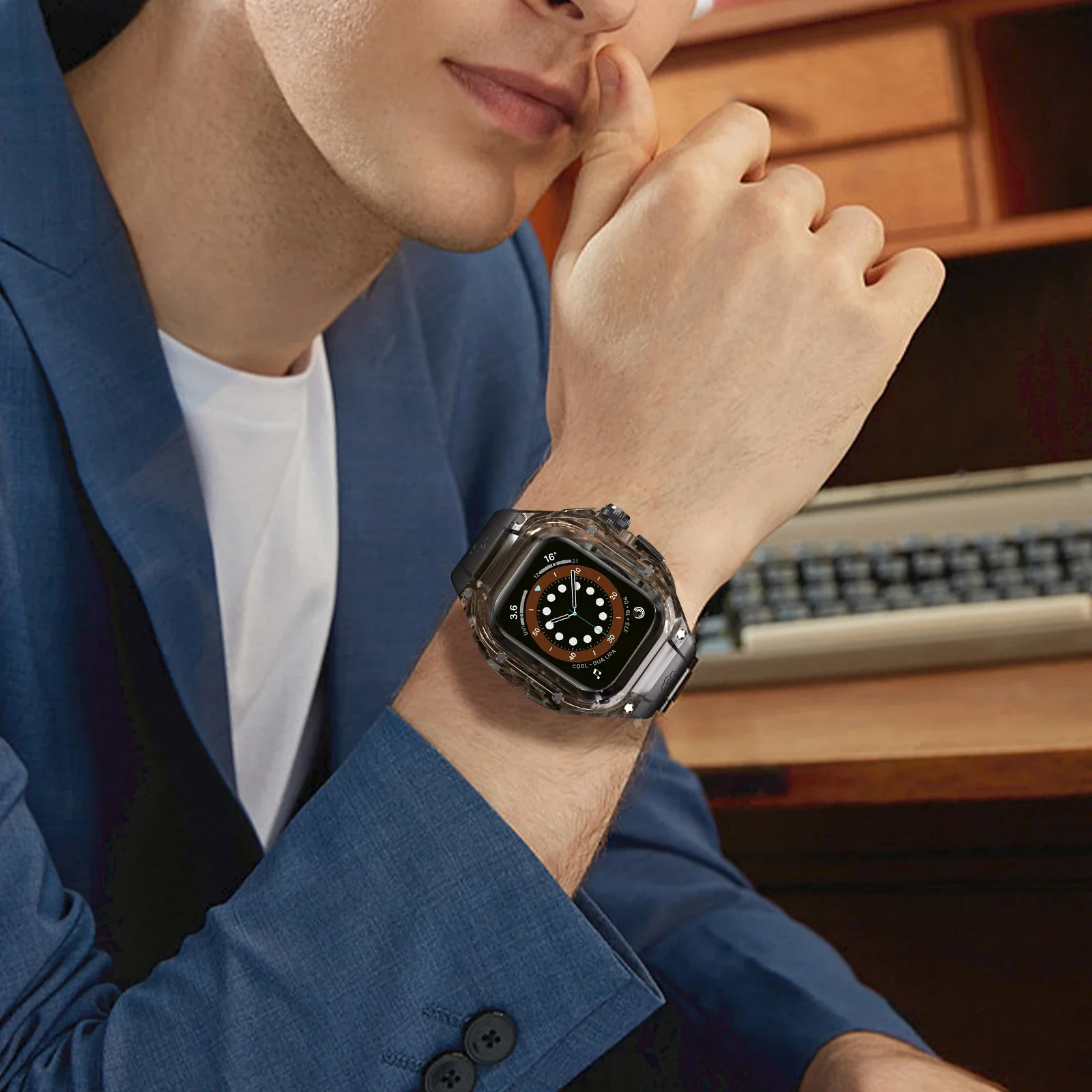 For Apple iWatch Ultra-Ultra 2 49mm Protection Kit IP54 Waterproof Watch Case Silicone Wristband Dust and Drop Resistant Case