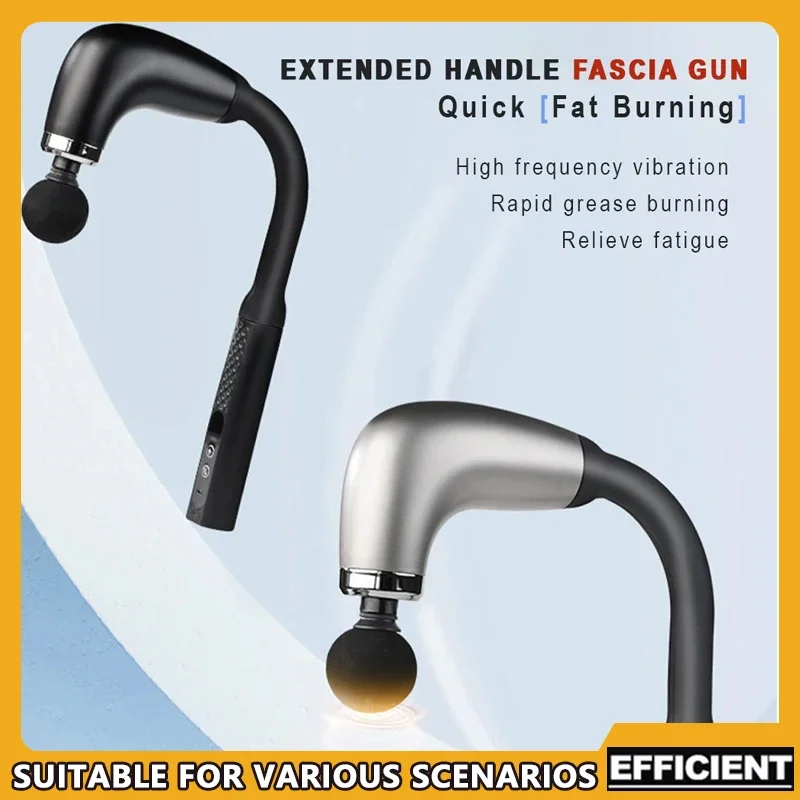 

Fascia Gun with Extended Handle and Elbow for Self-assist Massage of the Upper and Lower Back Muscle Relaxation and Massage Done