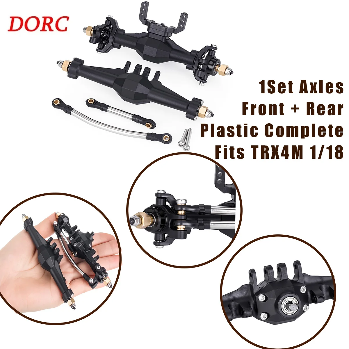 1 Set Front Rear Plastic Axles for TRX4M 1/18 – Complete Axle Upgrade Replacement for Crawler Car Parts