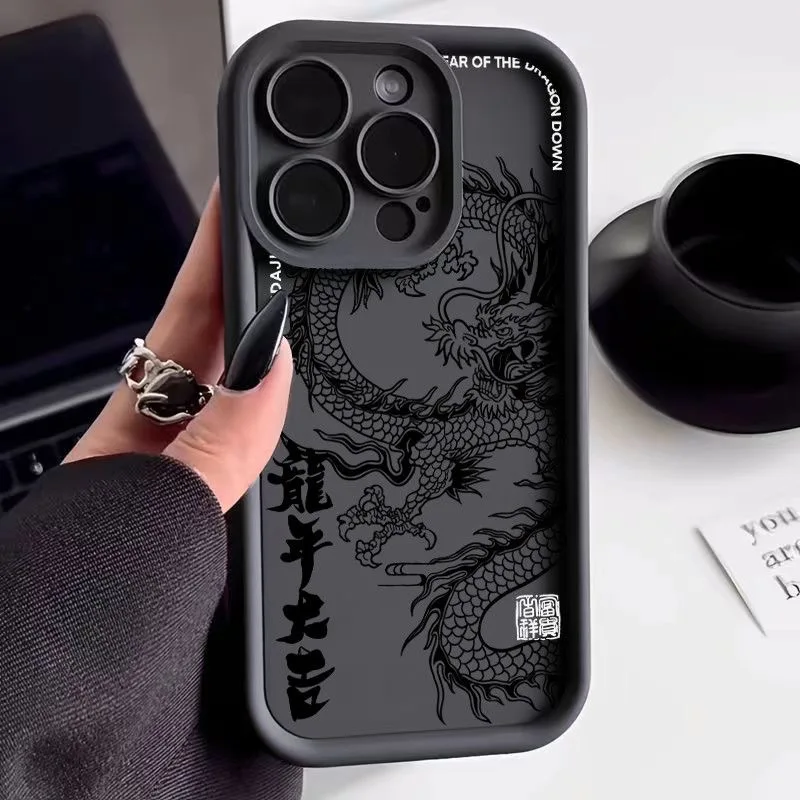 Illusory Color Chinese Dragon Silicone Phone Case For OPPO Reno 2 3 4 5 6 7 7Z 8 8T 10 11 Pro Plus 4G 5G Soft TPU Back Cover