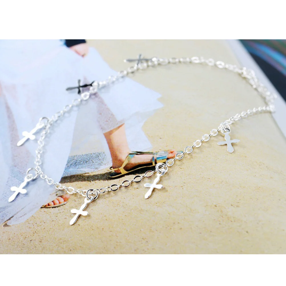 

Silver Anklet Bracelet Vintage Bead Design Small Bells Sparkling Lightweight Comfortable Anklet Chain Foot Jewelry for Women