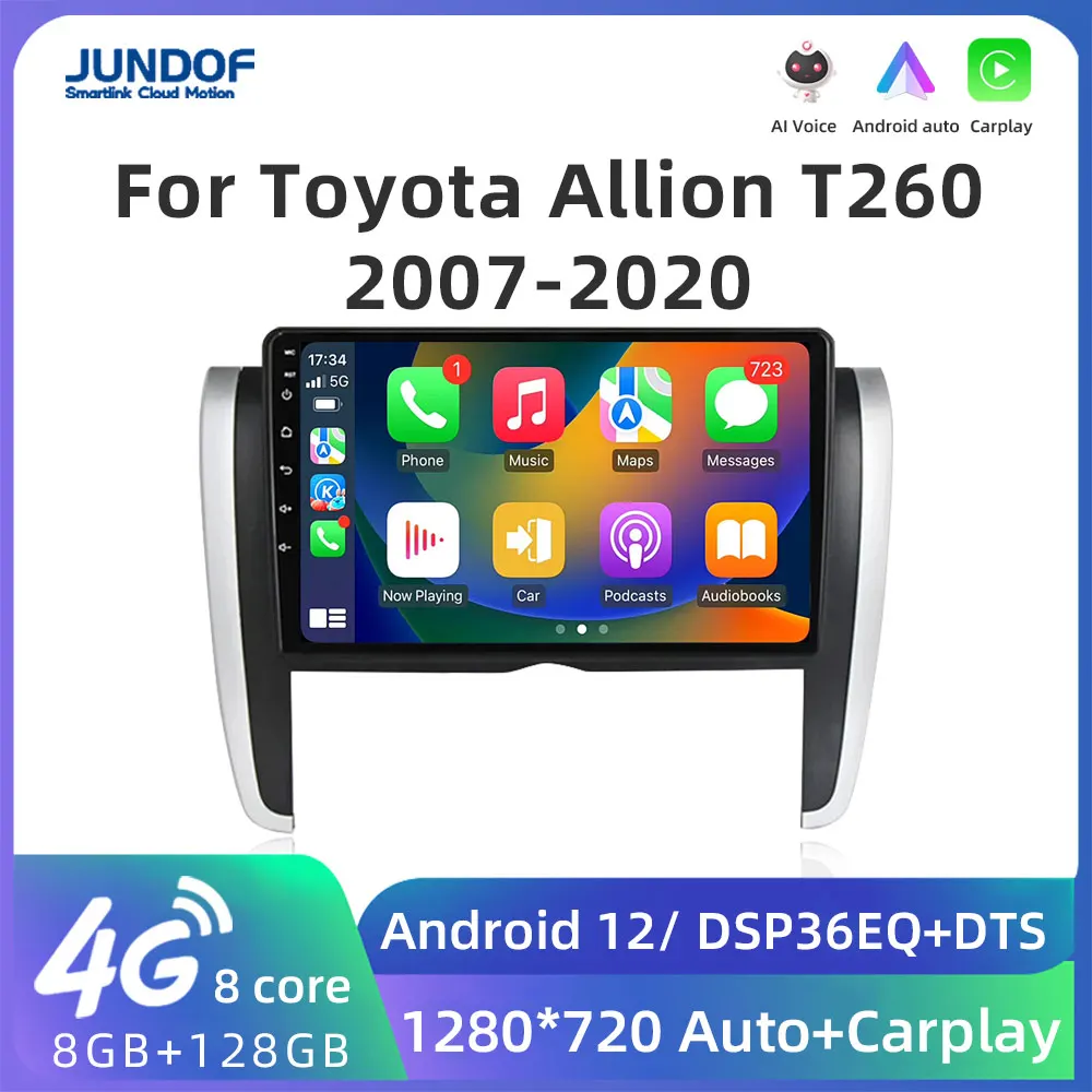 

Jundof Car Radio 2 Din Android for Toyota Allion T260 Premio 2007 - 2020 Stereo Touch Screen USB GPS WIFI Navigation Autoradio