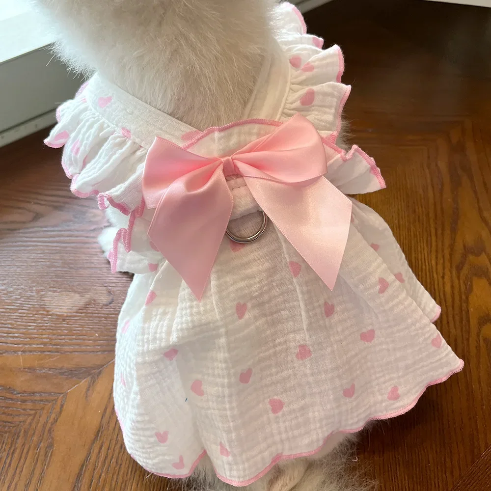 

Dogs Princess Dresses Cute Pet Dog Thin Cotton Dress Kitten Puppy Skirt Summer Dog Dress Bow Lace Korean Chihuahua Cat Clothes