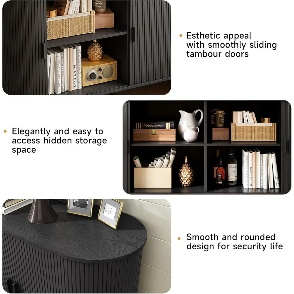 

55 Sideboard Buffet Cabinet with Storage, Storage Cabinet with Sliding Door & Adjustable Shelf, Modern Accent Coffee Bar