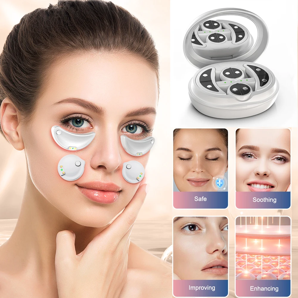 Customizable EMS Micro-current Eye Face Massager Red Light Eye Care Massager Beauty Machine With Gel Patch for Dark