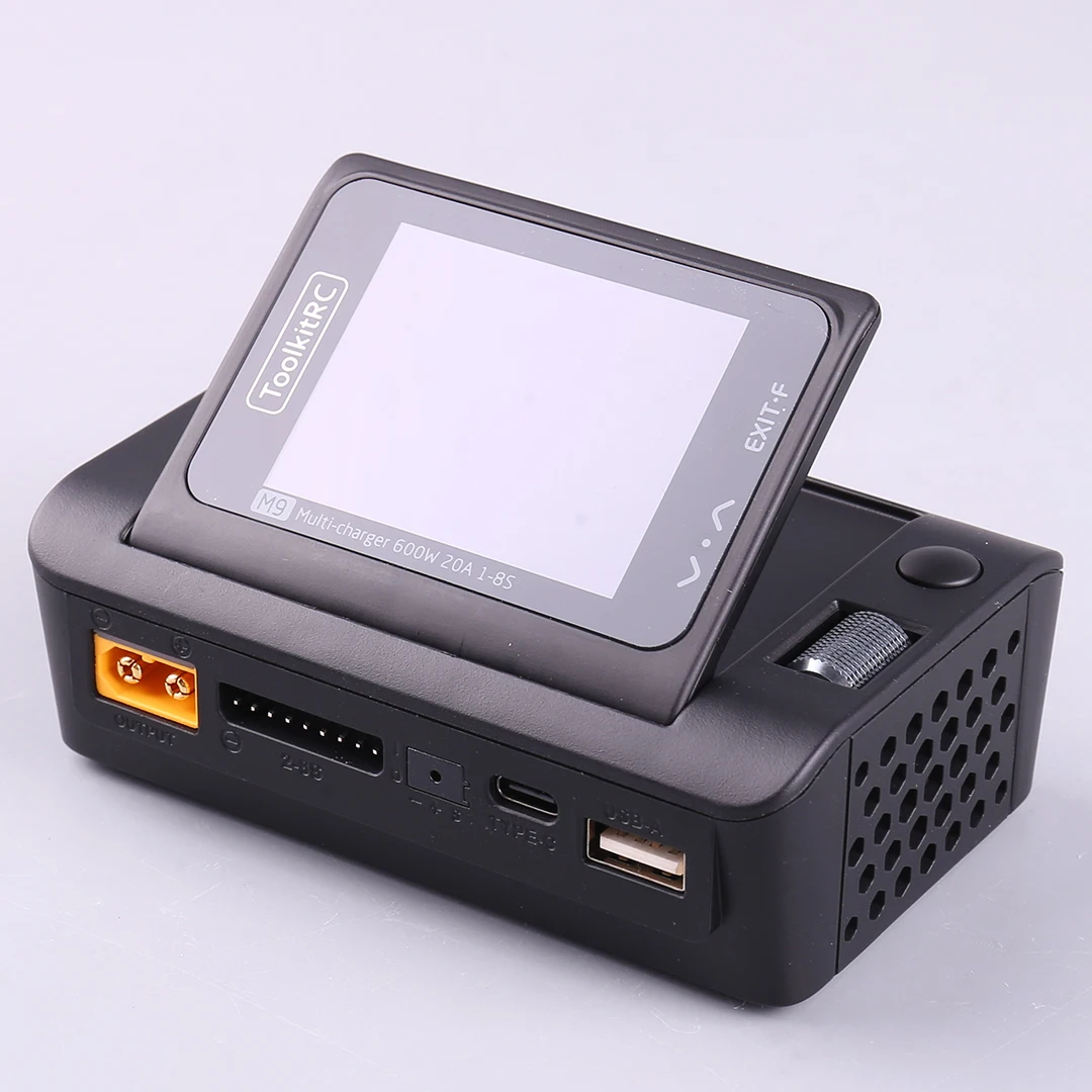 

ToolkitRC M9 Многофункциональное зарядное устройство для быстрой зарядки сигналов 600 Вт 20 А со складным экраном поддерживает электронные компоненты 1-8S
