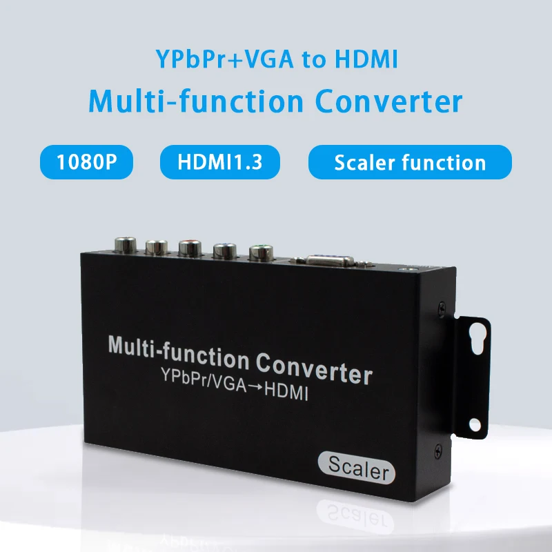 YPbPr VGA to HDMI Multifunction Converter with 3.5mm Jack, Supports 1080P 60Hz, Suitable for TVBOX, VHS, VCR, DVD Burner