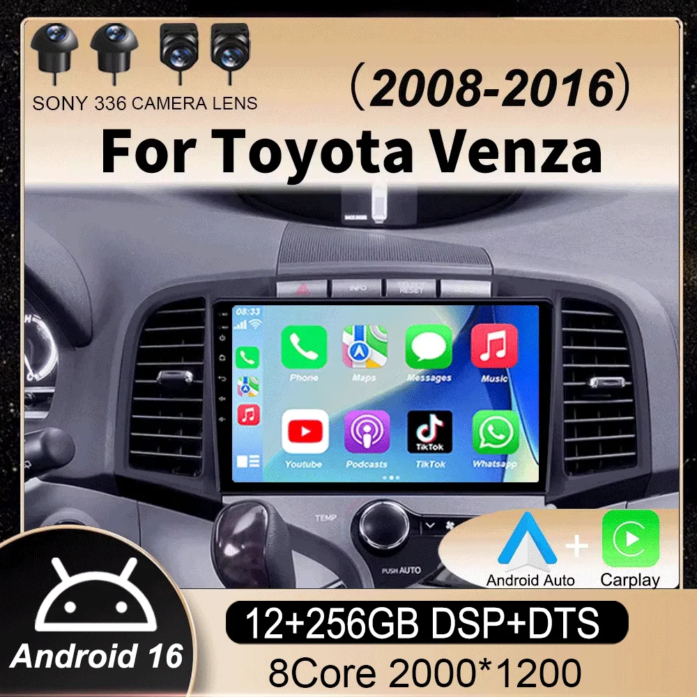 

Android 16 Car For Toyota Venza 2008 - 2016 Autoradio Stereo Head Unit GPS DVD NO 2DIN Carplay Navigation Multimedia Car Player