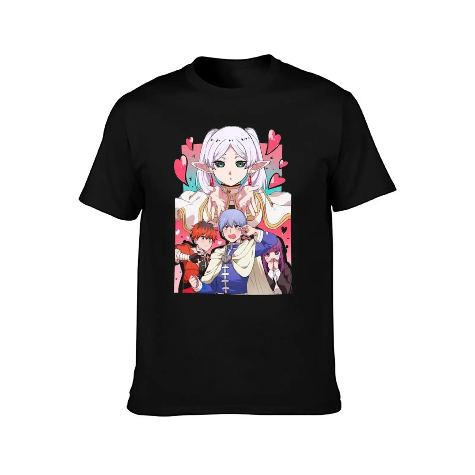 Frieren T-Shirt rapper graphic tees anime clothes plain black t shirts men