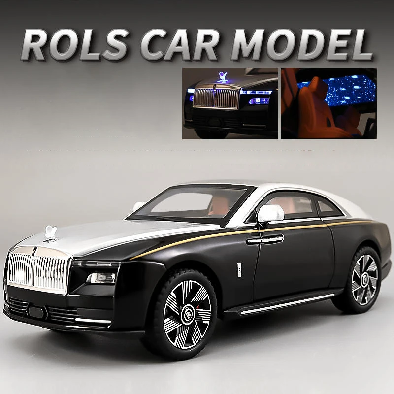 1:24 Rolls Royce Spectre Alloy New Energy Car Model Diecasts Metal Luxy Car Vehicles Model Simulation Sound Light Kids Toys Gift