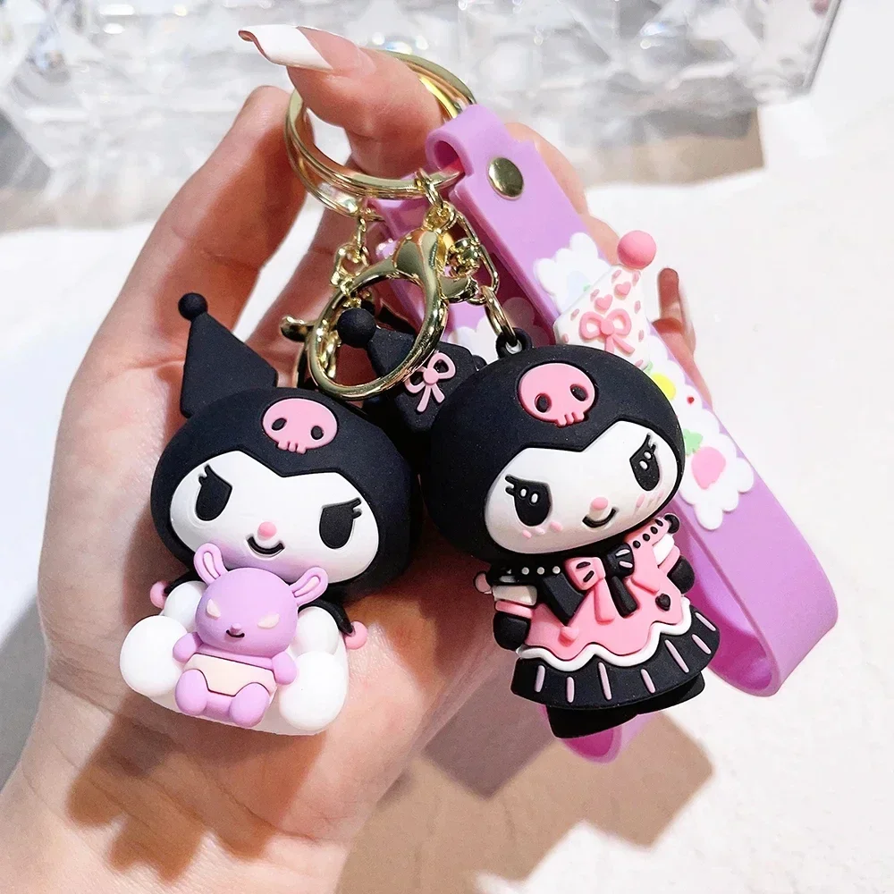 Anime Sanrio Hello Kitty Figures Keychain Kuromi My Melody Action Figural Model PVC Key Ring Cinnamoroll Figurine Birthday Gifts