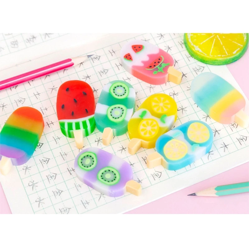 4 ชิ้นน่ารักไอศกรีมยางลบ Decompression ยางลบสำหรับนักเรียนเด็กนักเรียน Class รางวัล Dropship