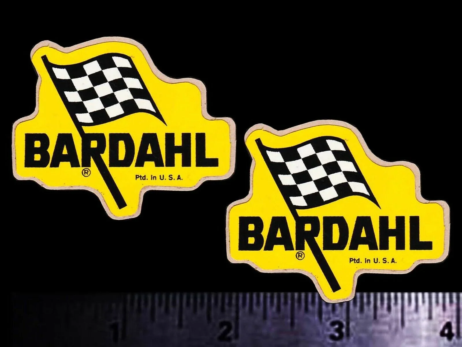 

For x2 BARDAHL Flag - Set of 2 Original Vintage 1960's Racing Decals/Stickers