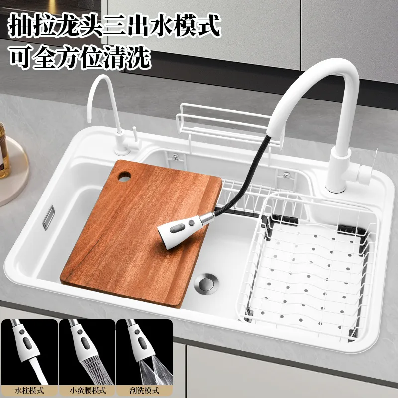 Kitchen large single slot 304 stainless steel sink multifunctional household washing dishes