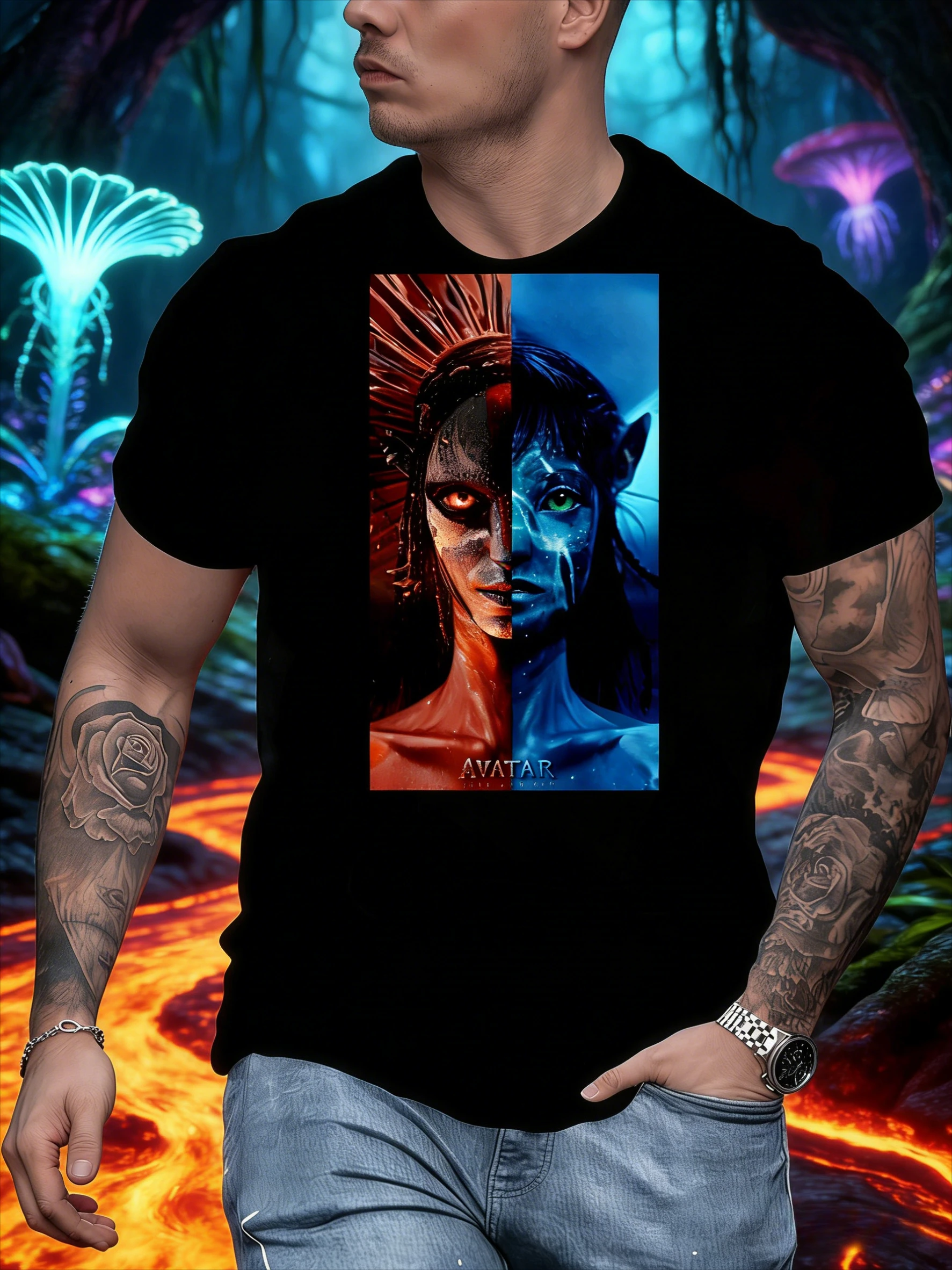 

Футболка с принтом Disney Avata 3, летняя коллекция 2026 года, унисекс, уличная мода, 100% чистый хлопок, с коротким рукавом, повседневная, свободного кроя