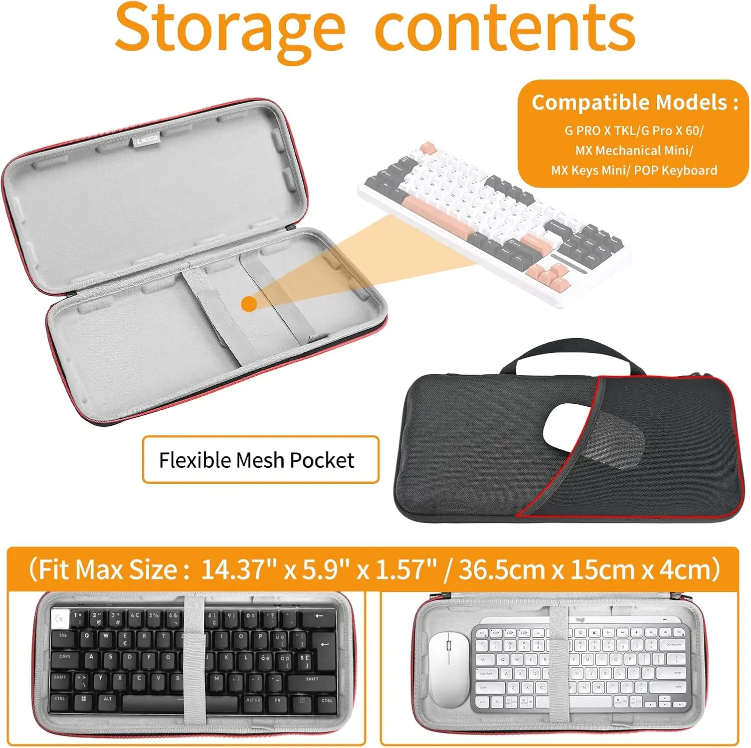 Mechanical Gaming Keyboard Case for Logitech G PRO X TKL/MX Mechanical Mini/MX Keys Mini/POP Keyboard & Other 87 TKL Keyboard