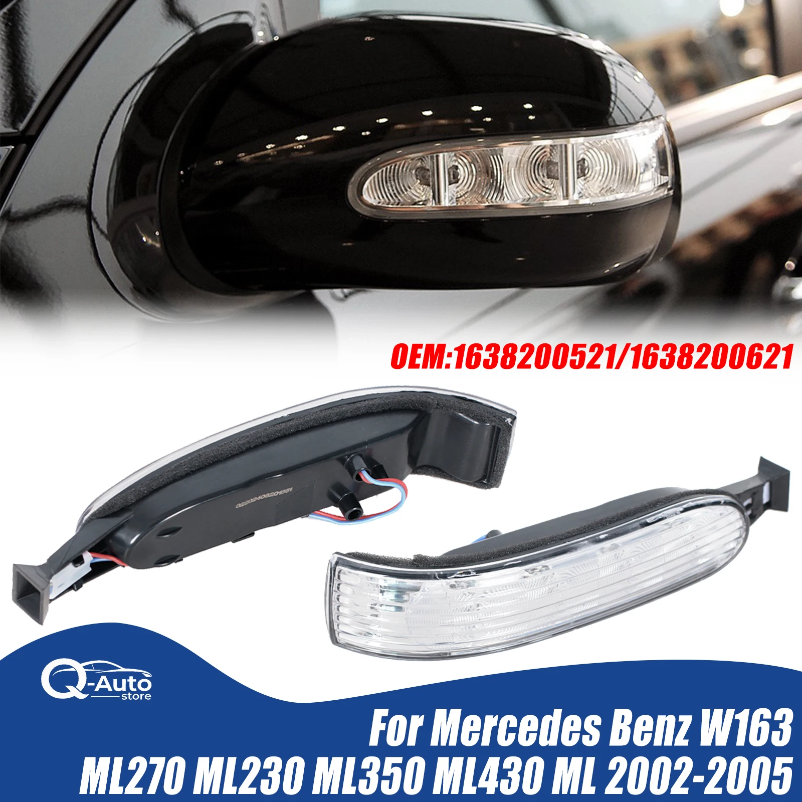 1638200521/1638200621 Car Mirror Turn Signal Light turn side lamp For Mercedes Benz W163 ML270 ML230 ML350 ML430 ML
