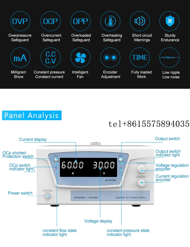 Новый регулируемый лабораторный источник питания постоянного тока WANPTEK 15В 80А (2026 год), для ремонта, лабораторий, дизайна, школ, тестирования, гальваники, зарядки, K