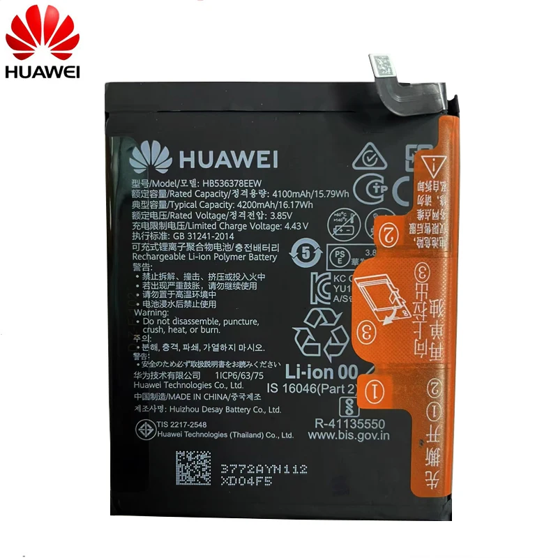 100% Original Hua Wei Replacement HB536378EEW Battery HB486486ECW For HUAWEI P40 Pro P40Pro Genuine Phone Batteries