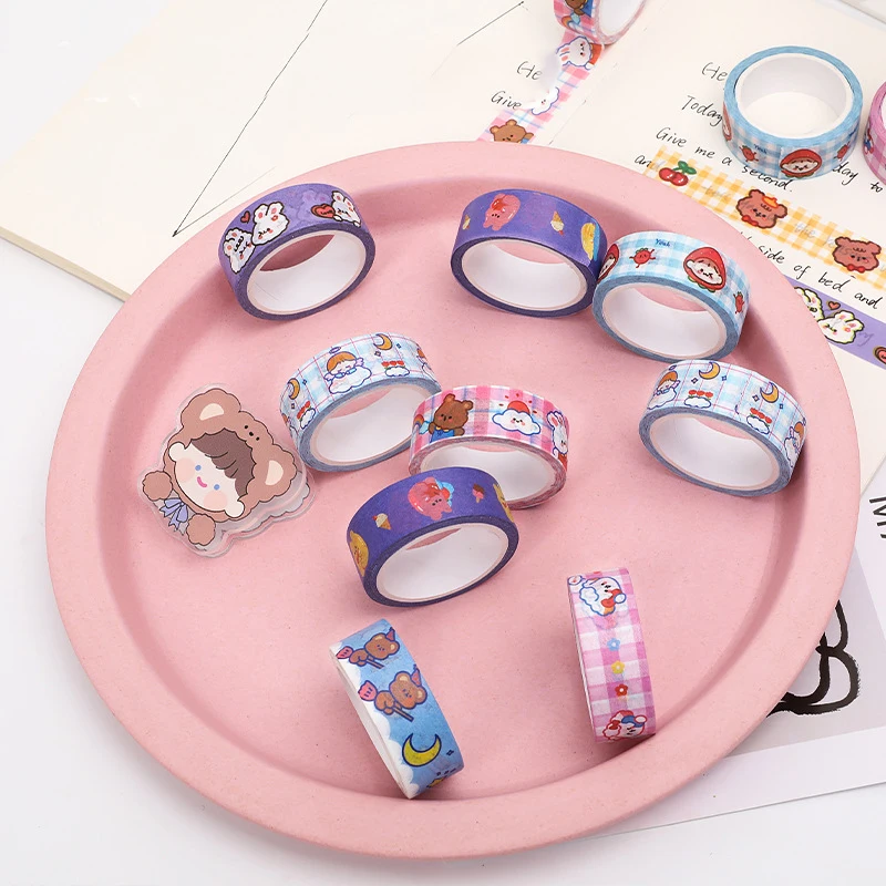 8 Piece 5m Masking Tape Decorative Adhesive Scrapbooking Bear Rabbit Album Stationery Washi Tape Stationery Stickers Photo Diary