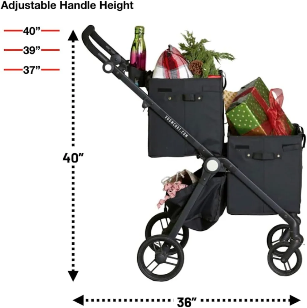 cart Personal Collapsible Grocery Cart with Wheels and Removable Baskets