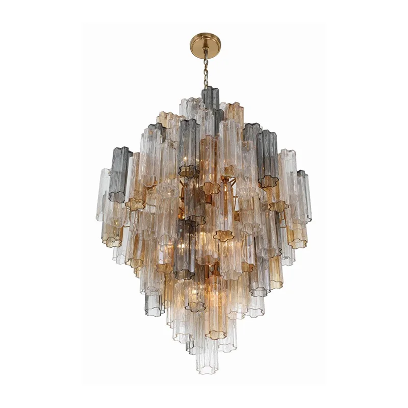 

American glass stainless steel dining room chandelier with gold lustre dimmable Suitable for bar decoration, LED lighting