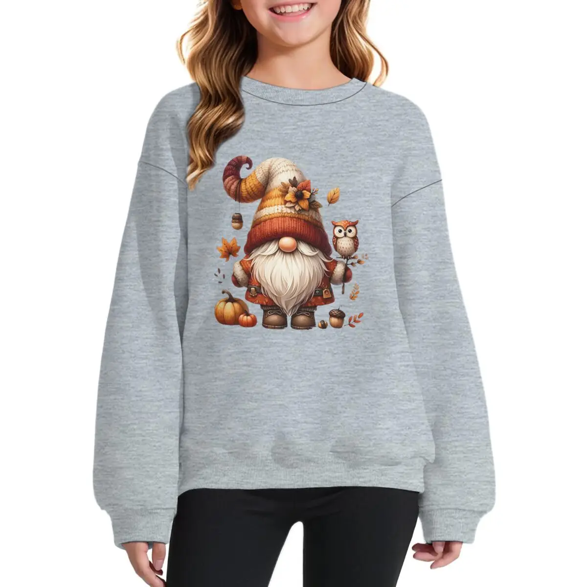 Thanksgiving Baby Girl Boy Clothes Maple Leaf Gnome Graphic Sweatshirts for Children Pumpkin Thanksgiving Vintage Long Sleeves