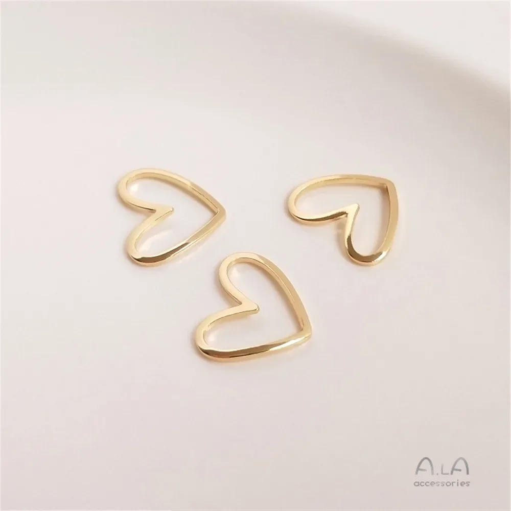 14K vergulde holle gebogen hartvormige accessoires diy eerste accessoires verbonden oorbellen hangende ornamenten