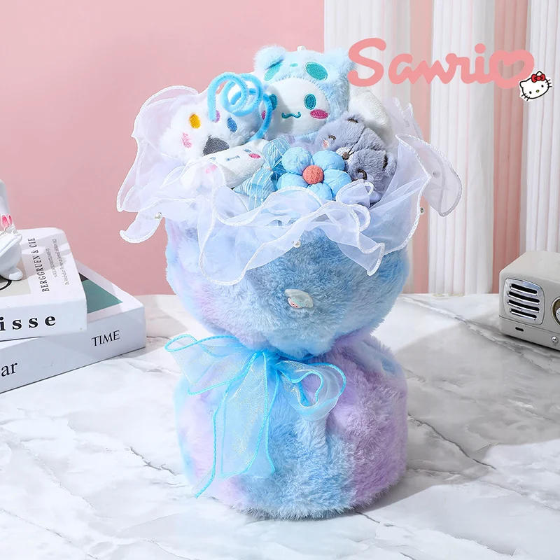 

Sanrio Cartoon Plush Bouquet Cute My Melody Cinnamoroll Kuromi Hellokitty Bouquet Flowers Decoration Toy Girl Valentine's Gift