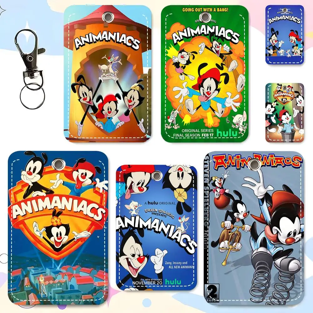 1pc A-nimaniacs Card Case Keychain Access Card Bag Key Tag Ring Leather Card Holder Key Ring Access