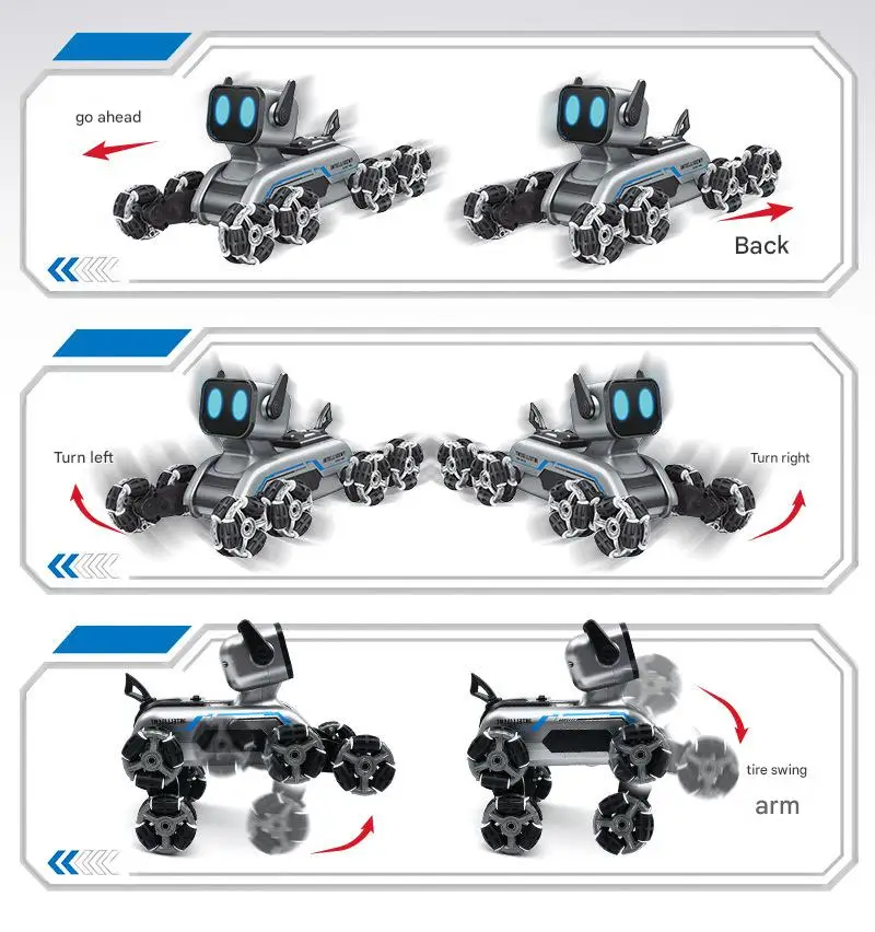 Cool Smart Remote Control Robot Dog Remote Control Toy Children's Electric Mechanical Dog Gift Boy Stunt Eight Wheel Fancy Drift