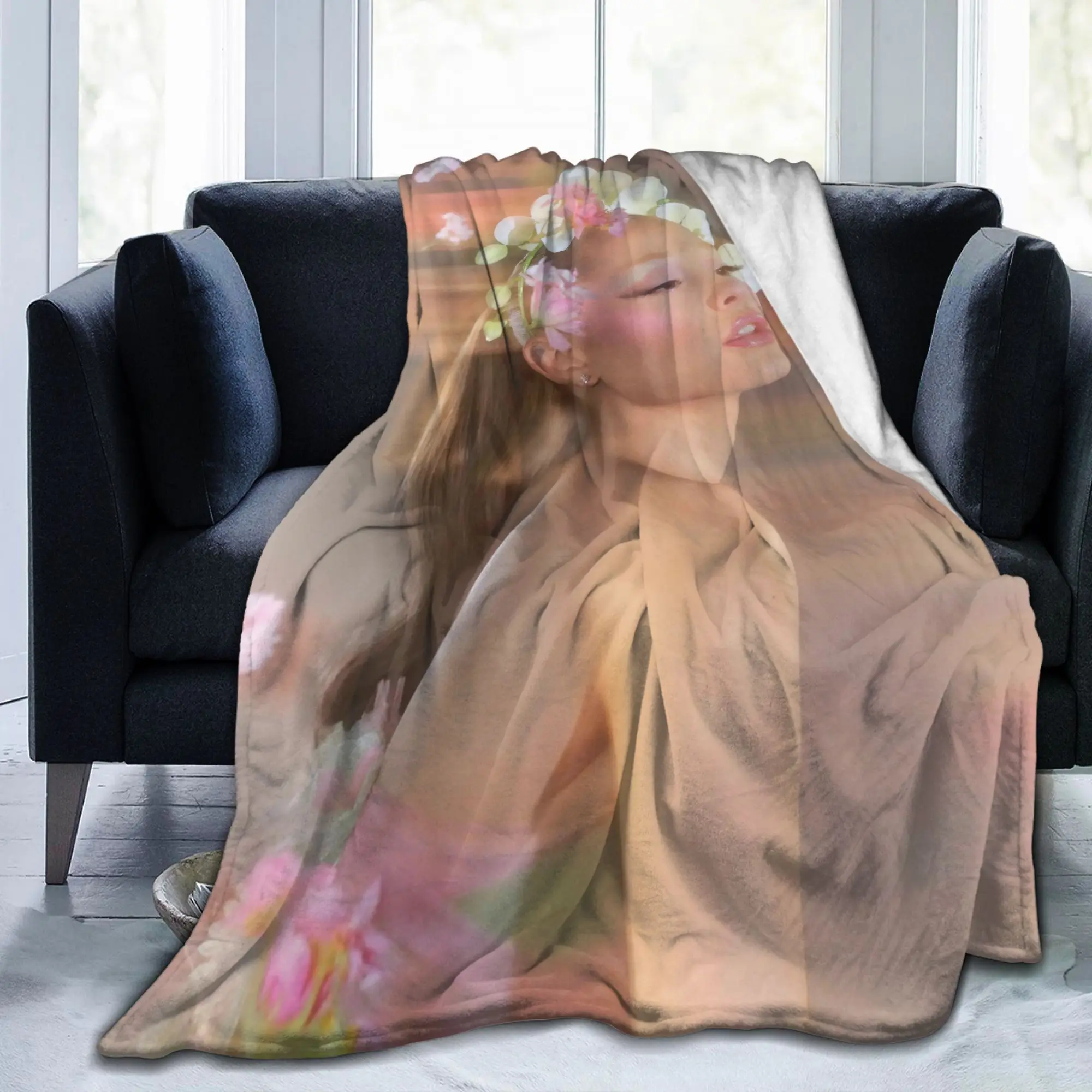 Arianas Pop Singer Grandes Blanket Sunshine Flannel Soft Bedding Throw Blankets for Lounge Spring Autumn Outdoor Thin